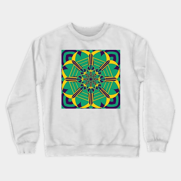 Pattern of Teal, Purple, and Gold Crewneck Sweatshirt by Minervalus-Art